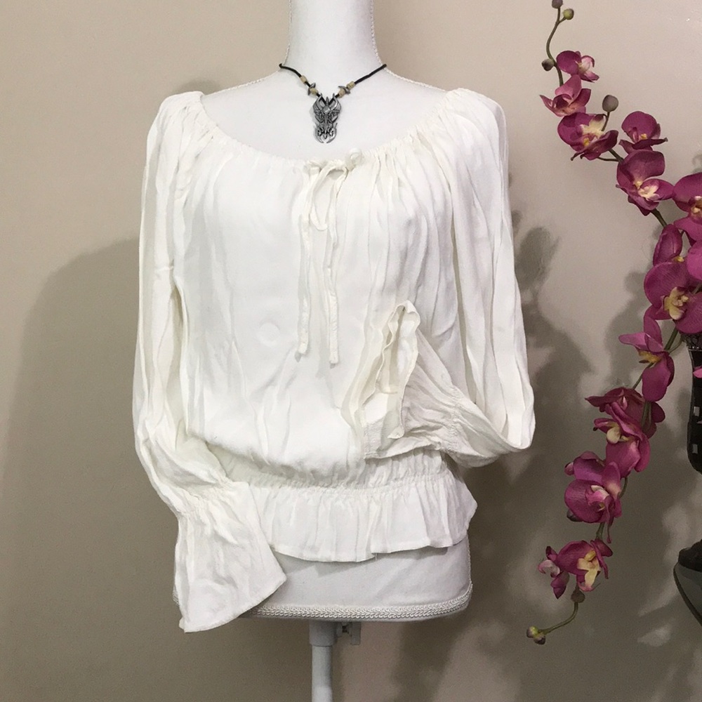 H&M off white long sleeve blouse
